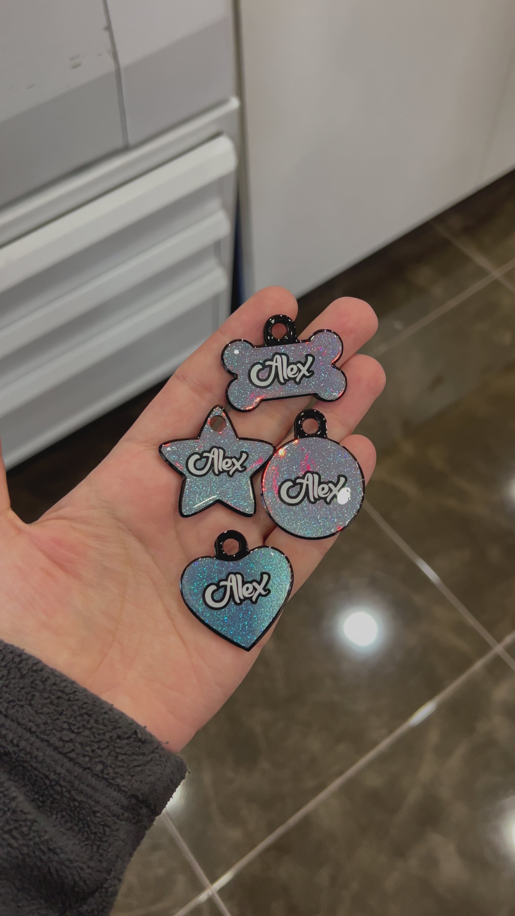 Opal Mavi Glitter Kalp | İsimlik