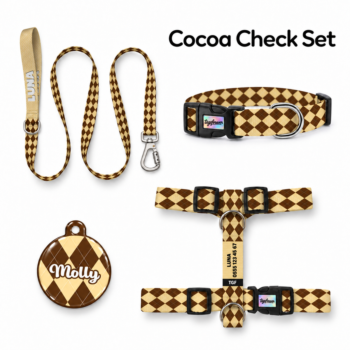 Cocoa Check Tasma ve Künye Seti – Set fotoğrafı