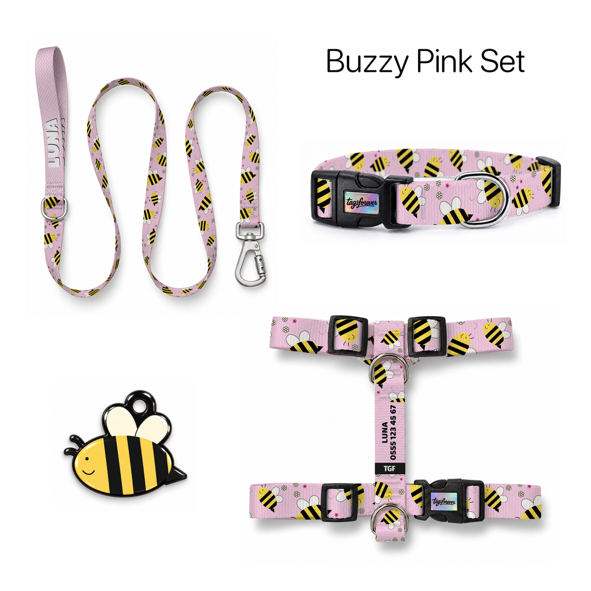Buzzy Pink Tasma ve Künye Seti – Set fotoğrafı