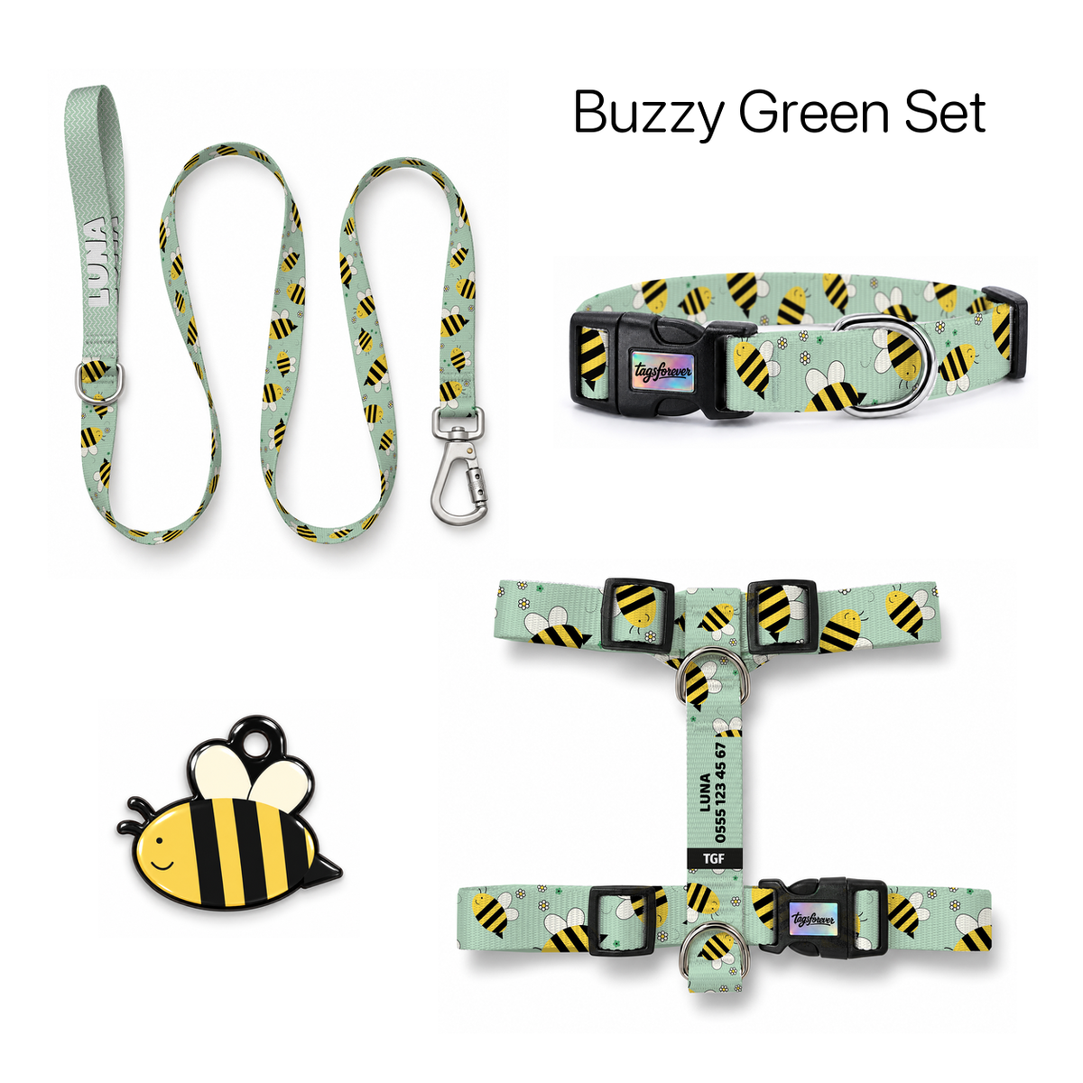 Buzzy Green Tasma ve Künye Seti – Set fotoğrafı