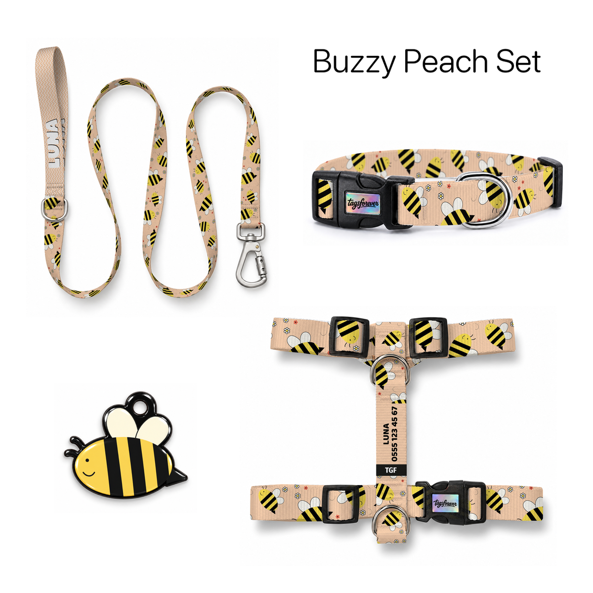 Buzzy Peach Tasma ve Künye Seti – Set fotoğrafı