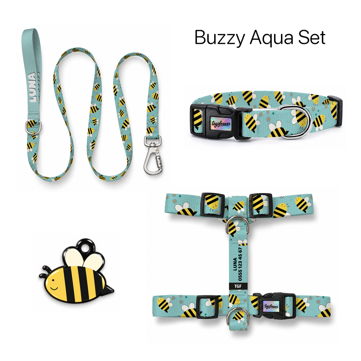 Buzzy Aqua Tasma ve Künye Seti – Set fotoğrafı