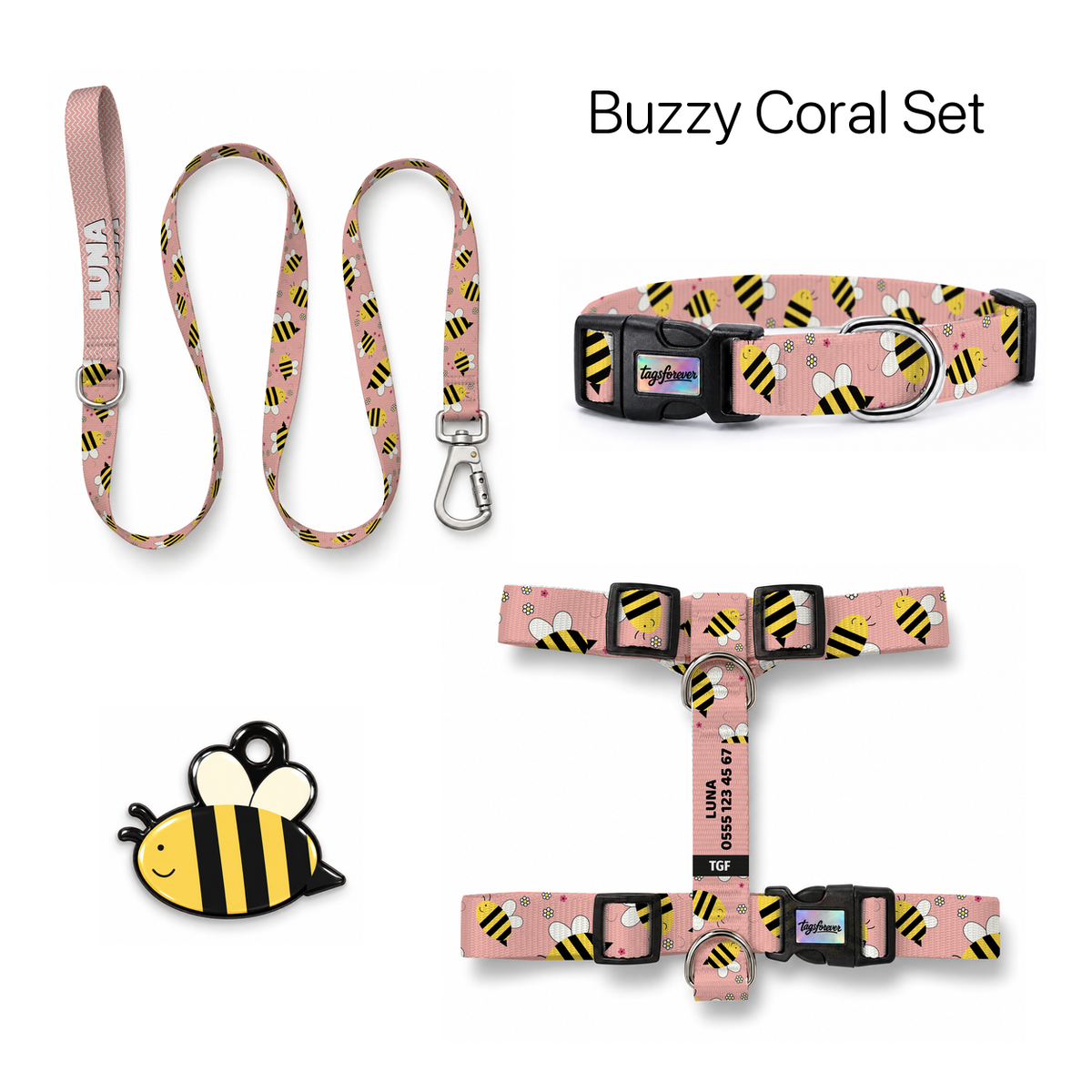 Buzzy Coral Tasma ve Künye Seti – Set fotoğrafı