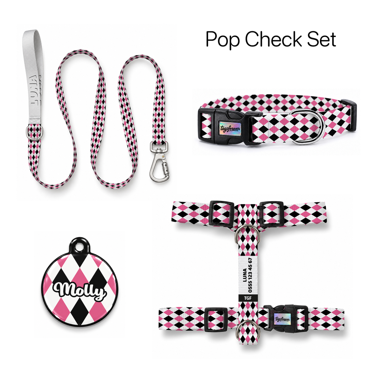 Pop Check Tasma ve Künye Seti – Set fotoğrafı
