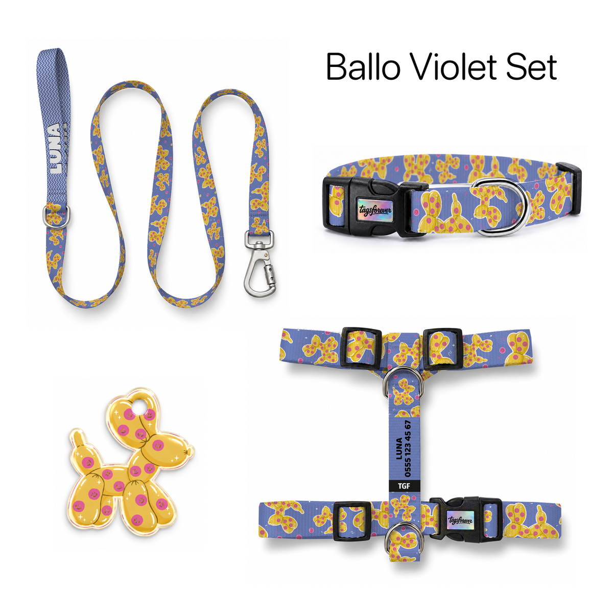Ballo Violet Tasma ve Künye Seti – Set fotoğrafı