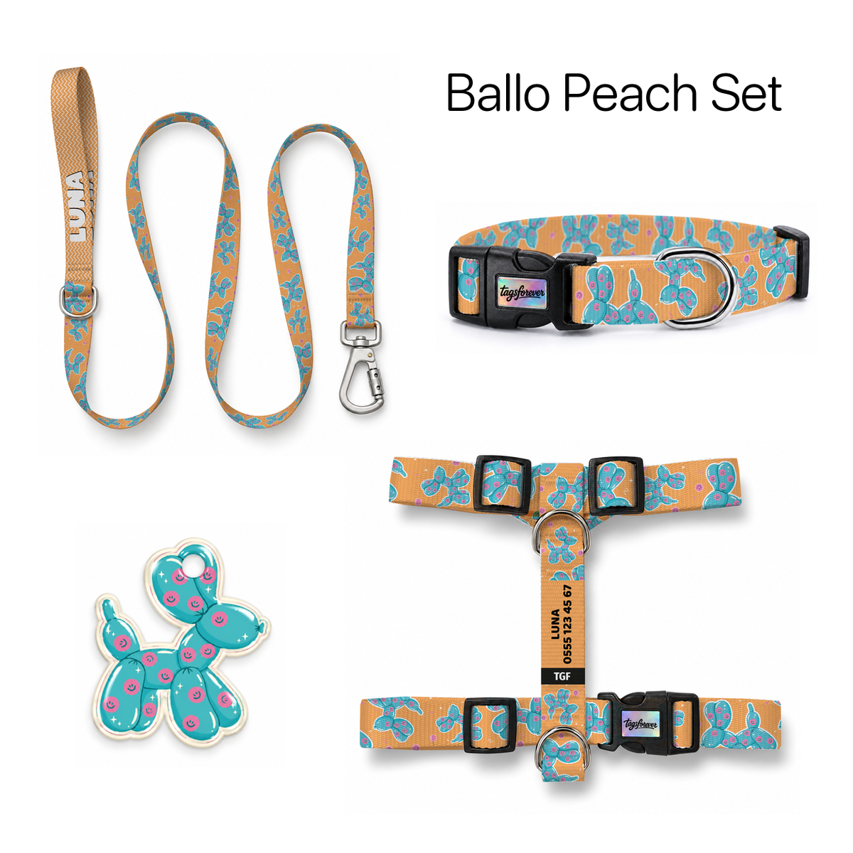 Ballo Peach Tasma ve Künye Seti – Set fotoğrafı