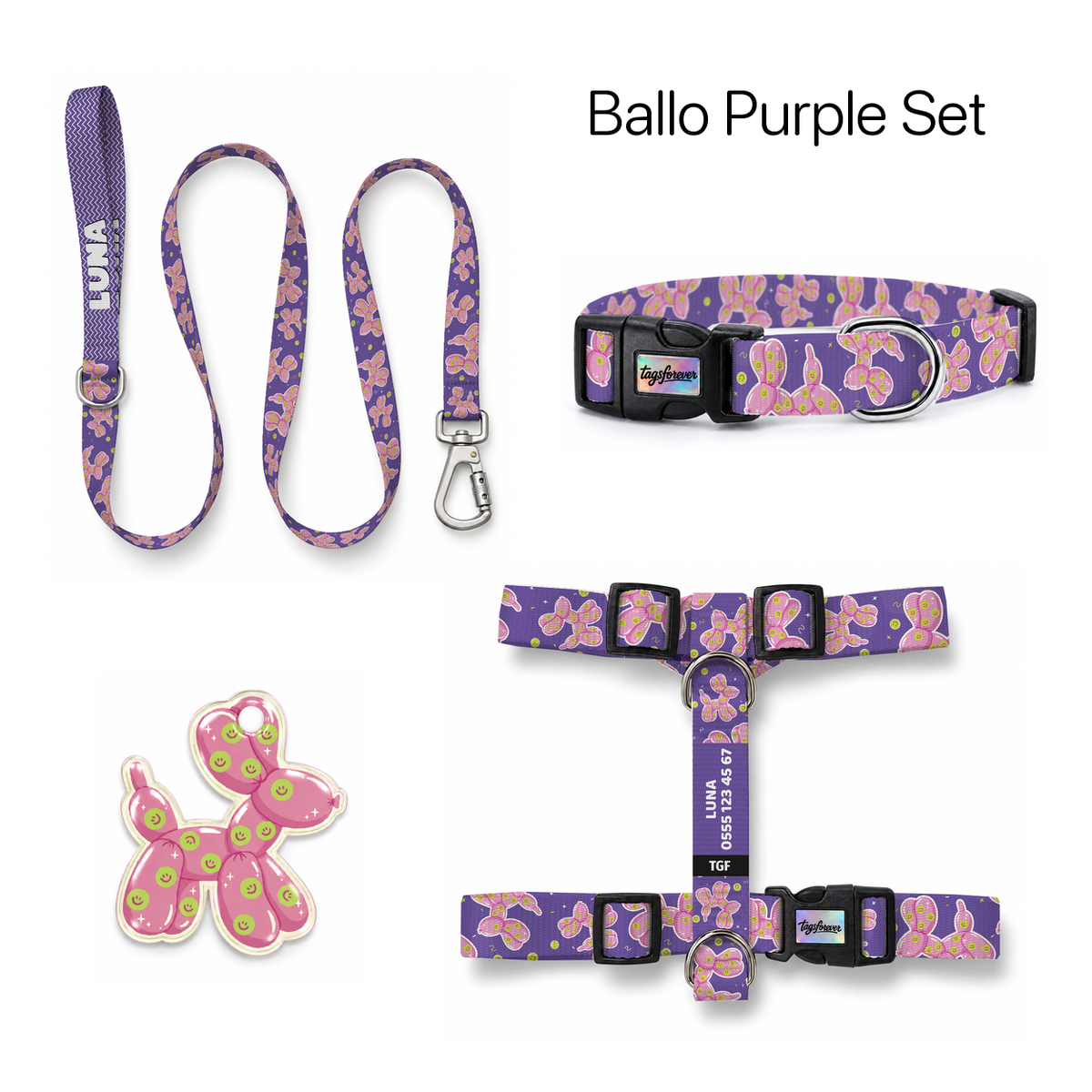 Ballo Purple Tasma ve Künye Seti – Set fotoğrafı