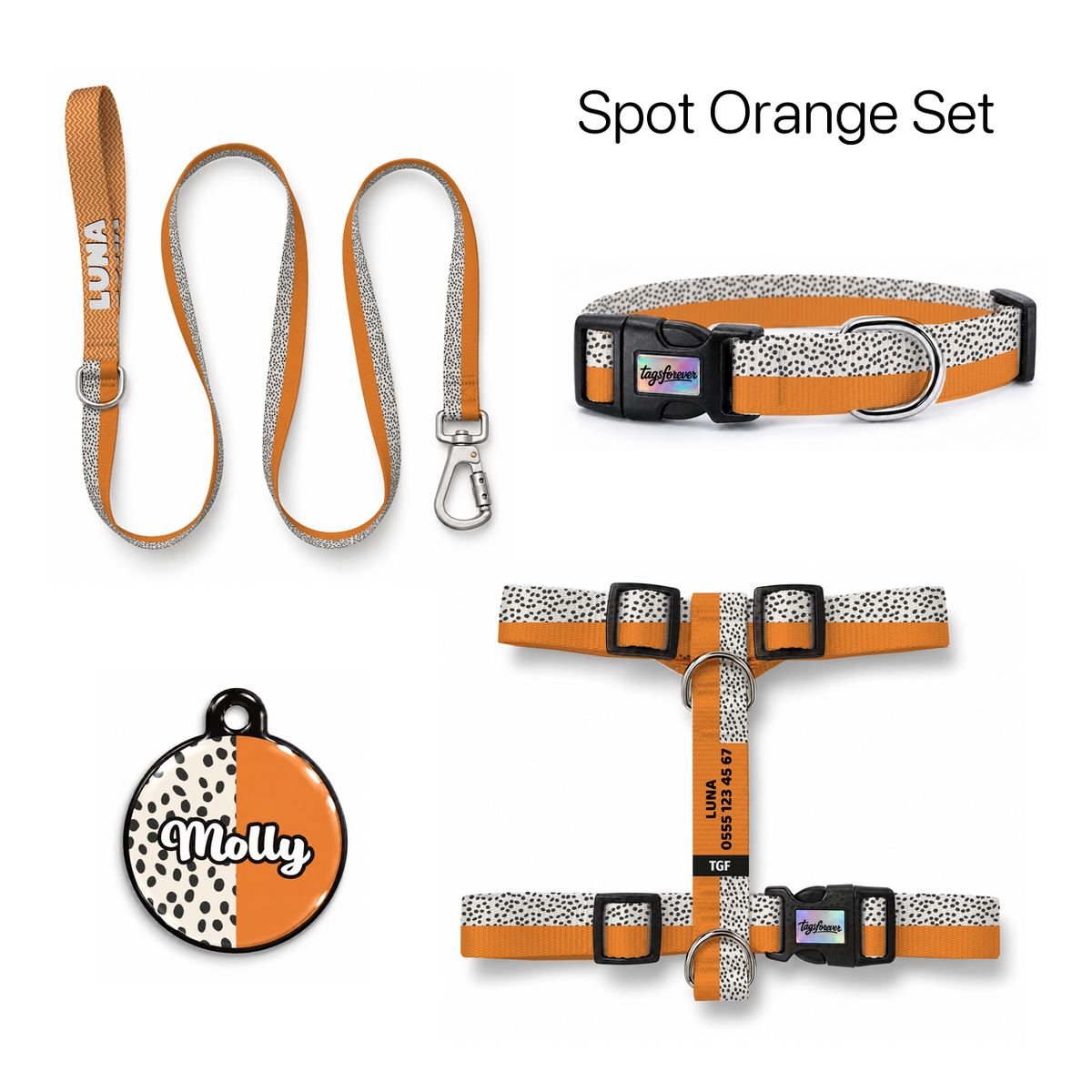 Spot Orange Tasma ve Künye Seti – Set fotoğrafı