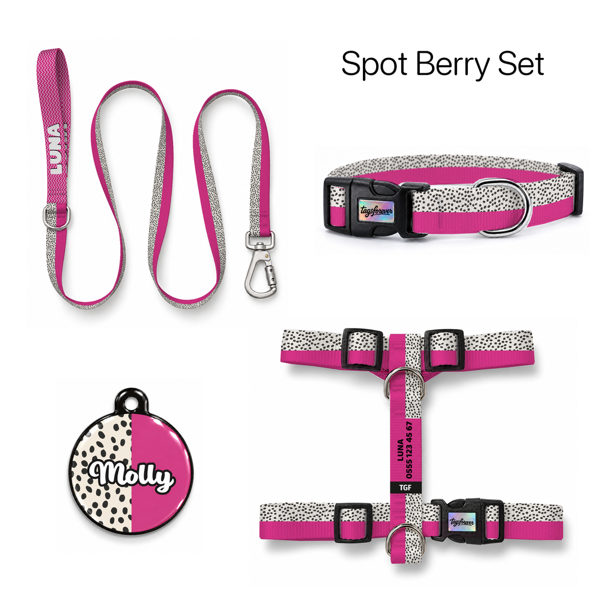 Spot Berry Tasma ve Künye Seti – Set fotoğrafı