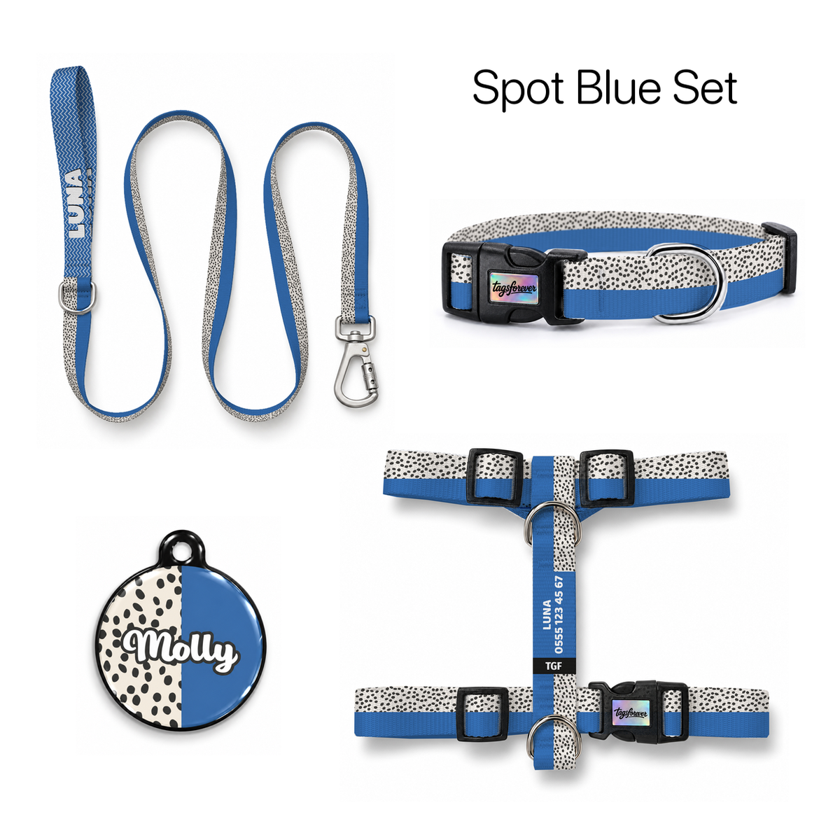 Spot Blue Tasma ve Künye Seti – Set fotoğrafı