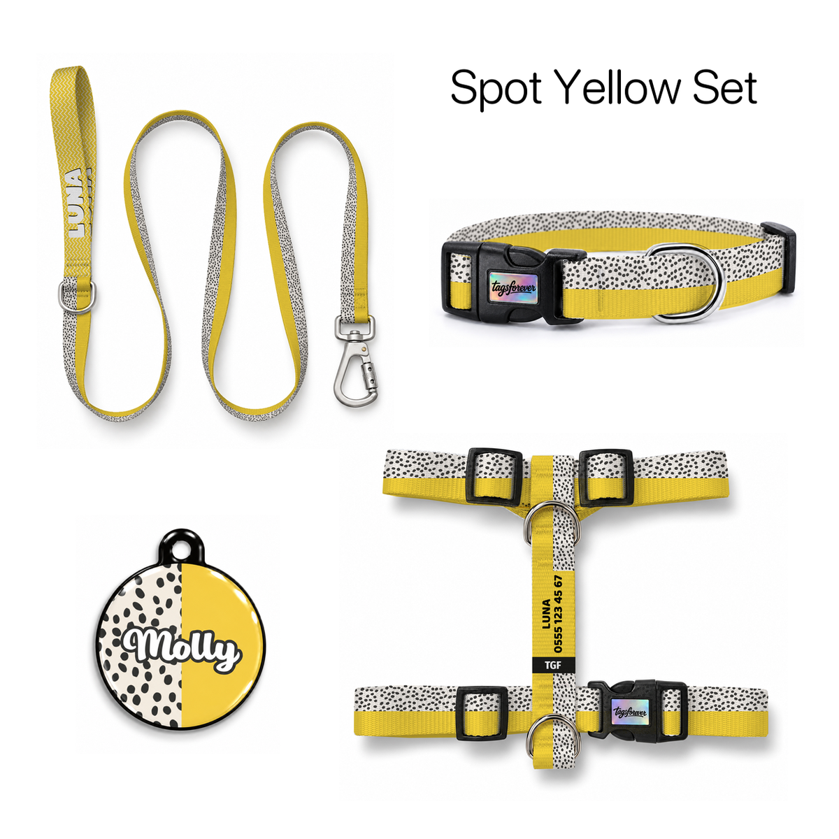 Spot Yellow Tasma ve Künye Seti – Set fotoğrafı