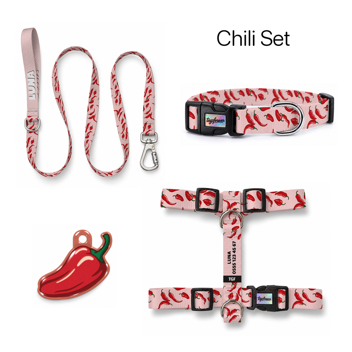 Chili Tasma ve Künye Seti – Set fotoğrafı