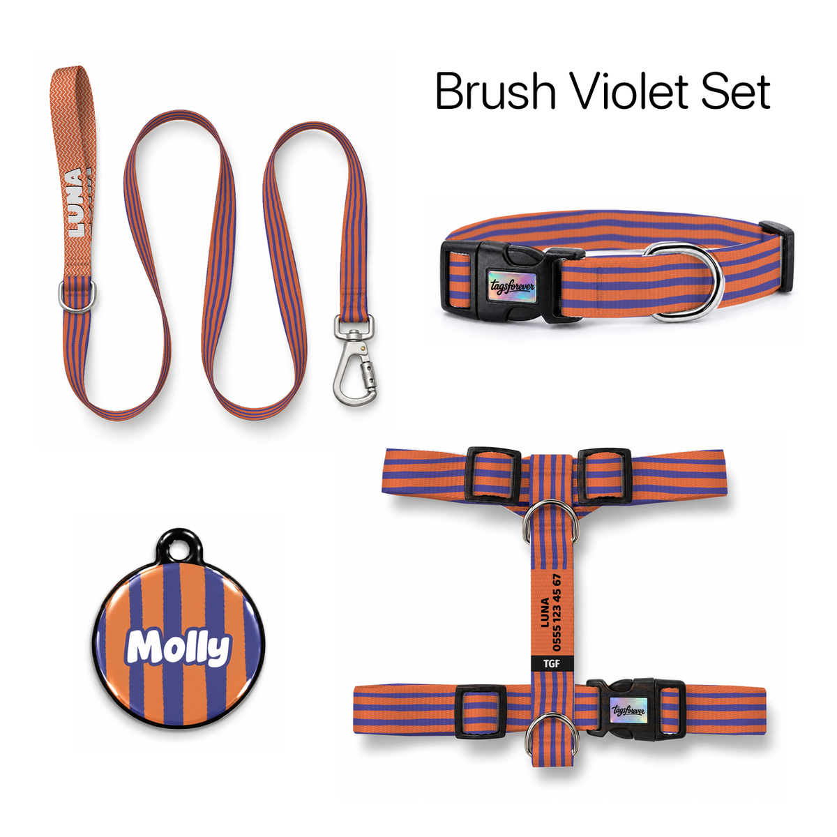 Brush Violet Tasma ve Künye Seti – Set fotoğrafı