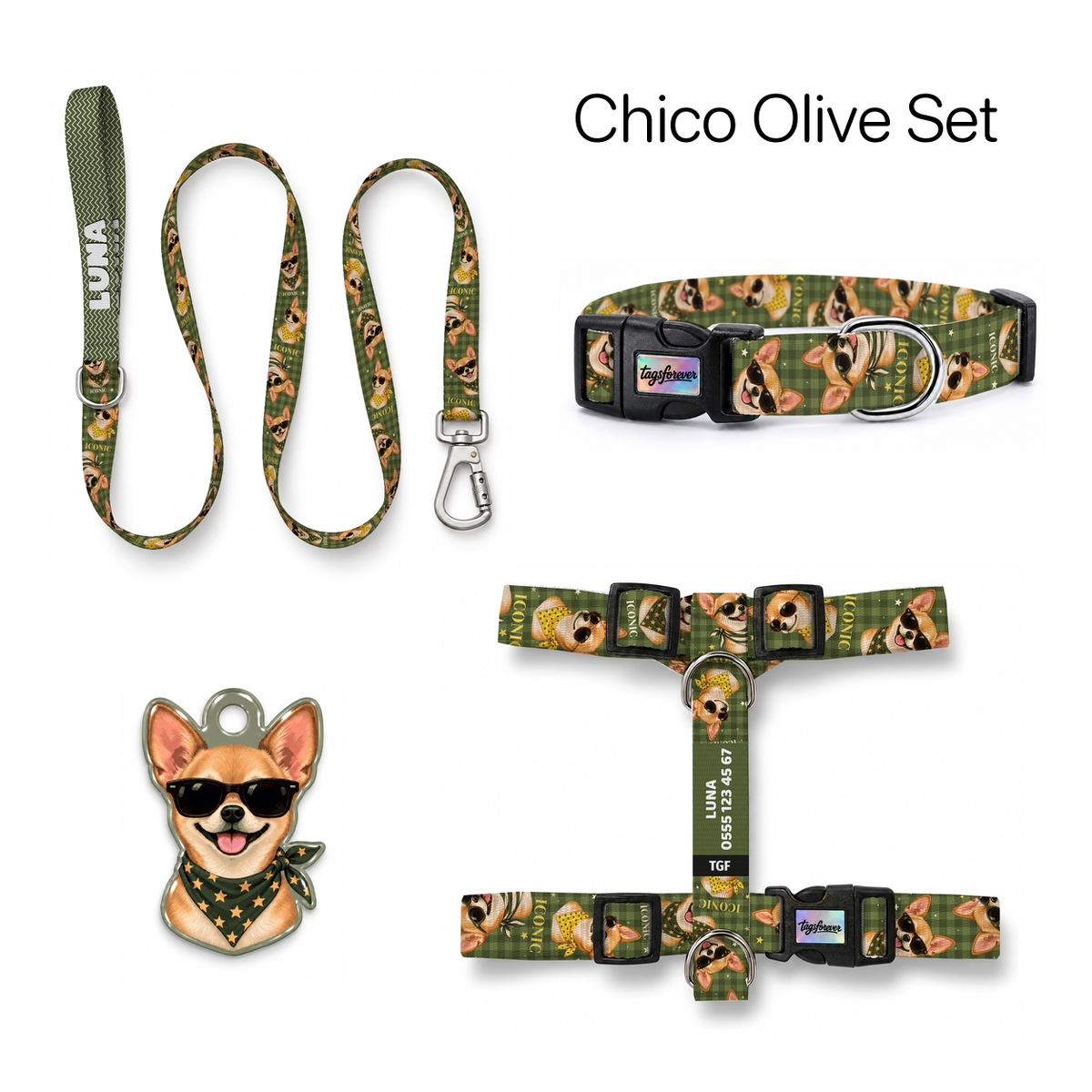 Chico Olive Tasma ve Künye Seti – Set fotoğrafı