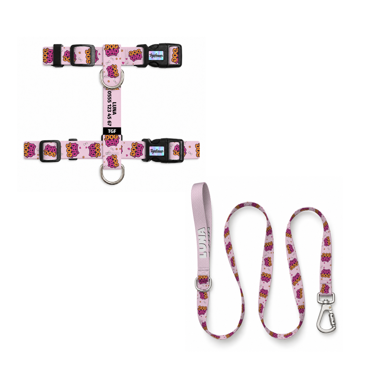 Papa Pink | Kedi Gezdirme Setleri – Göğüs tasması ve gezdirme kayışı
