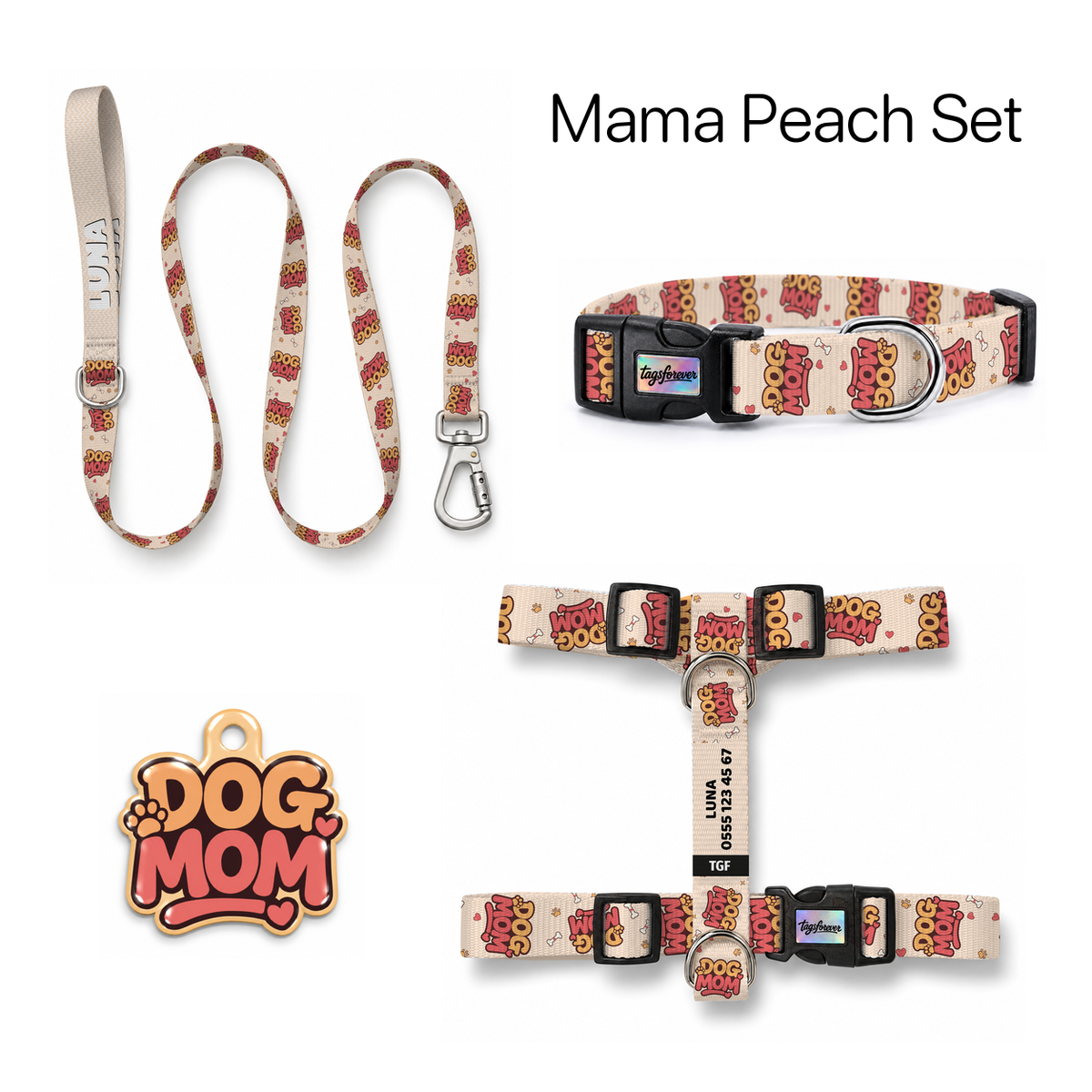 Mama Peach Tasma ve Künye Seti – Set fotoğrafı