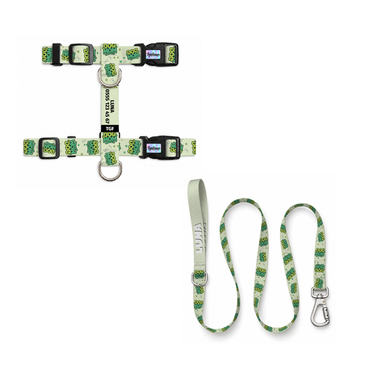 Mama Green | Kedi Gezdirme Setleri – Göğüs tasması ve gezdirme kayışı