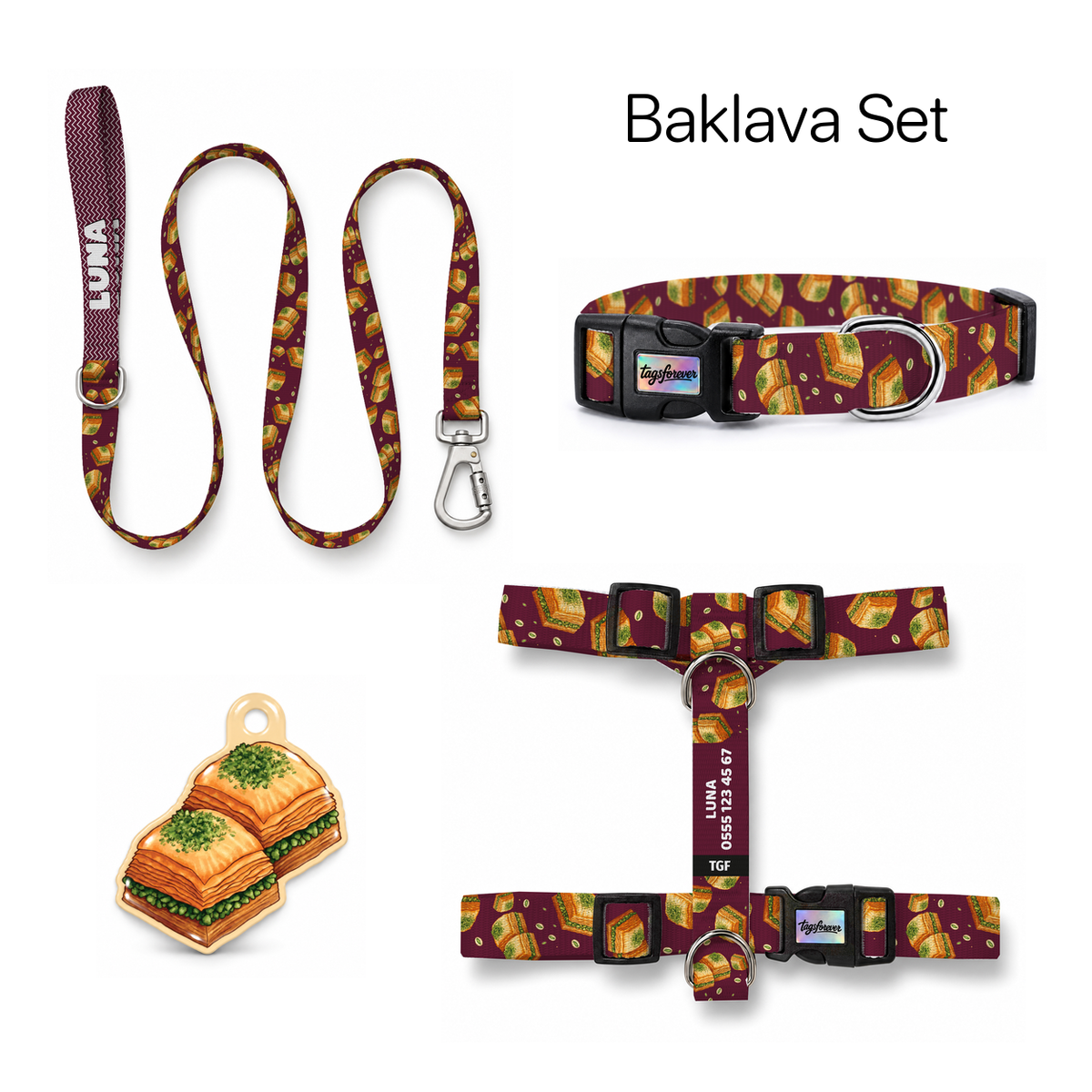 Baklava Tasma ve Künye Seti – Set fotoğrafı