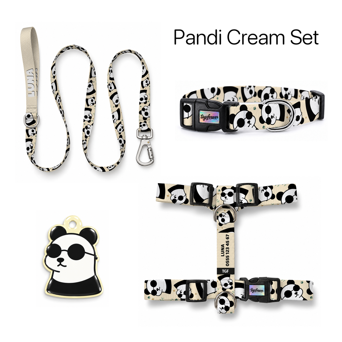 Pandi Cream Tasma ve Künye Seti – Set fotoğrafı