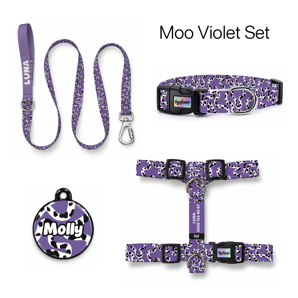 Moo Violet Tasma ve Künye Seti – Set fotoğrafı