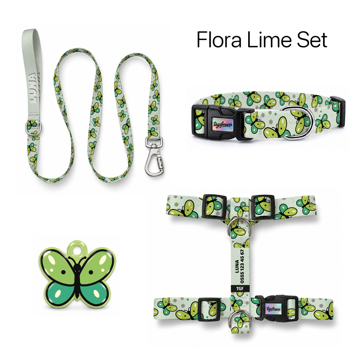 Flora Lime Tasma ve Künye Seti – Set fotoğrafı