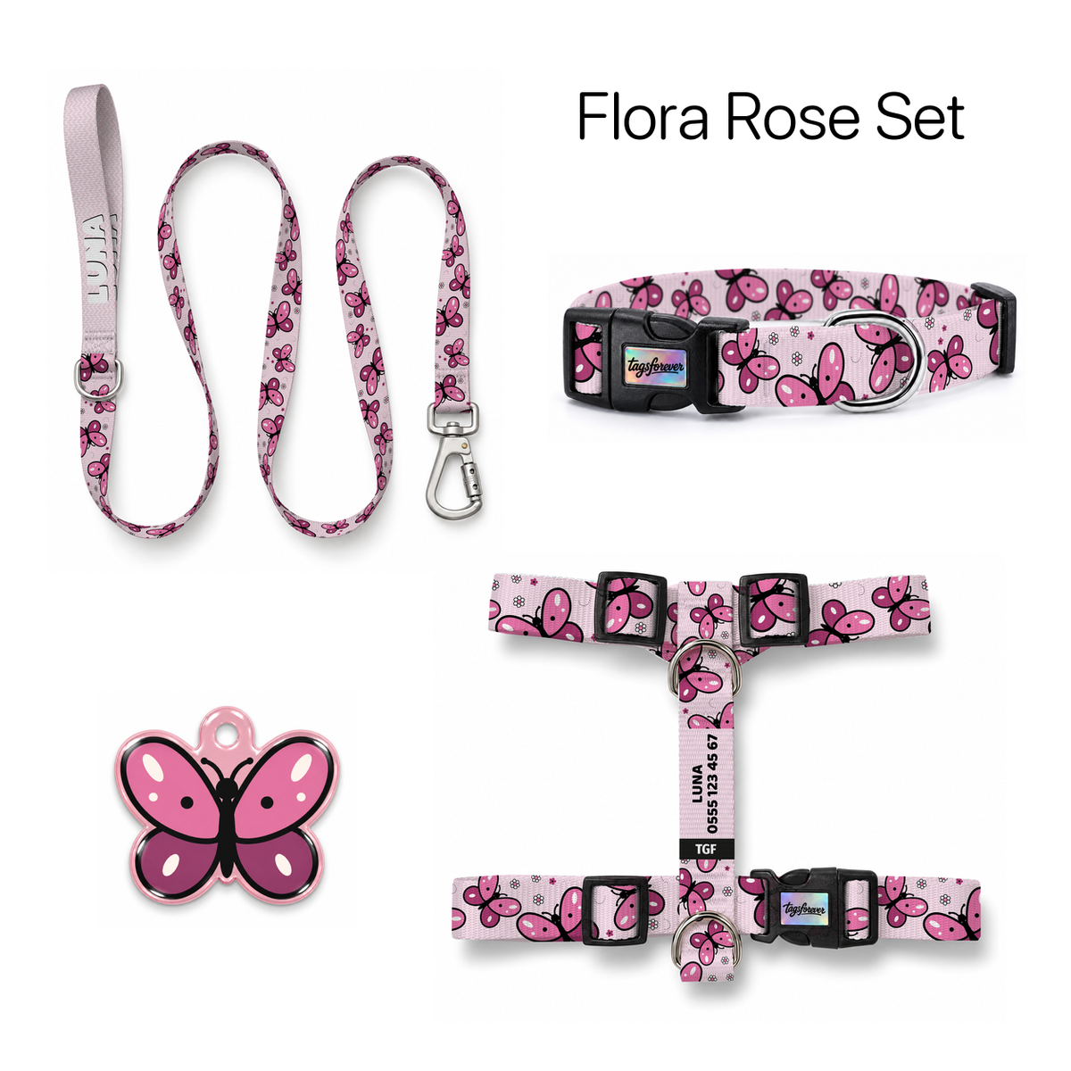 Flora Rose Tasma ve Künye Seti – Set fotoğrafı