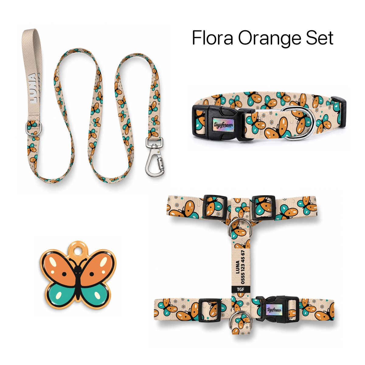 Flora Orange Tasma ve Künye Seti – Set fotoğrafı