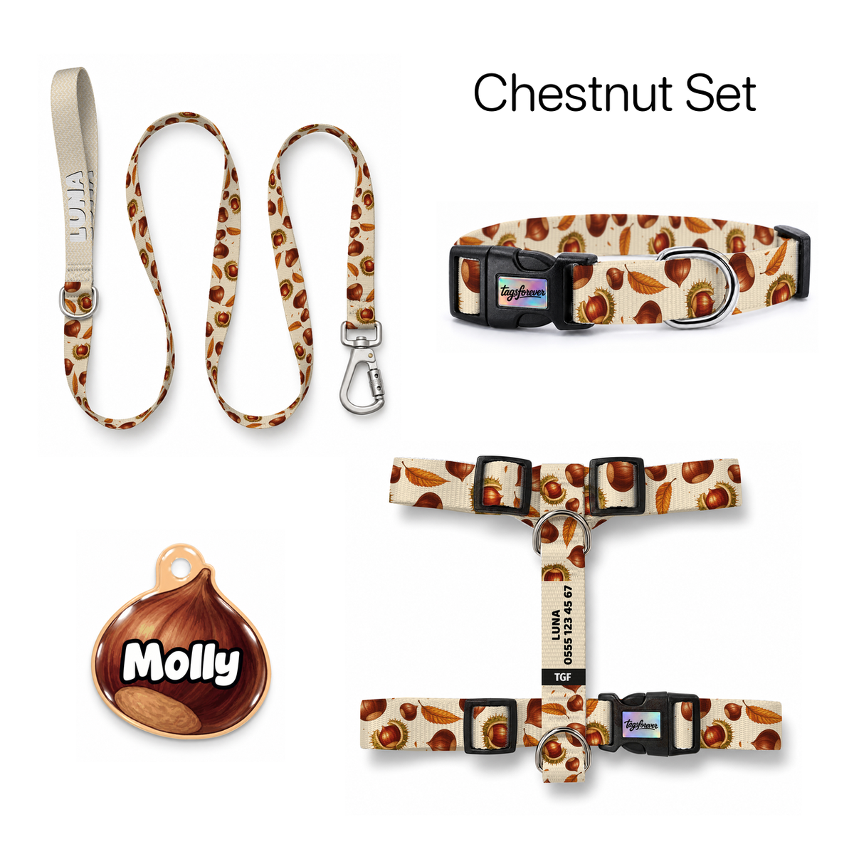Chestnut Tasma ve Künye Seti – Set fotoğrafı