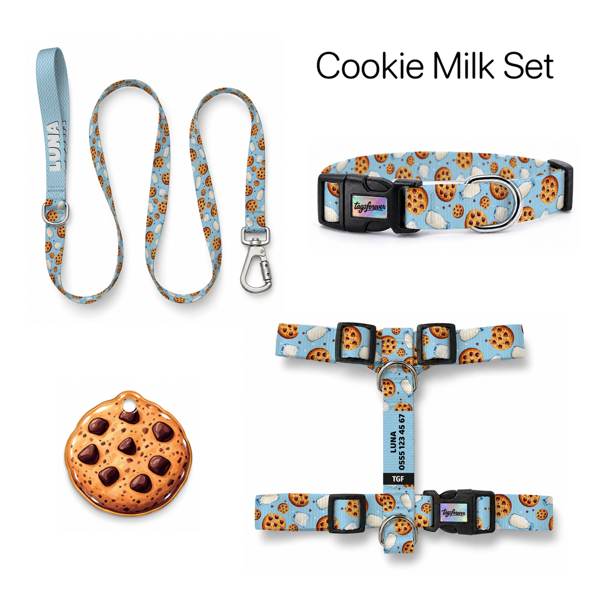 Cookie Milk Tasma ve Künye Seti – Set fotoğrafı