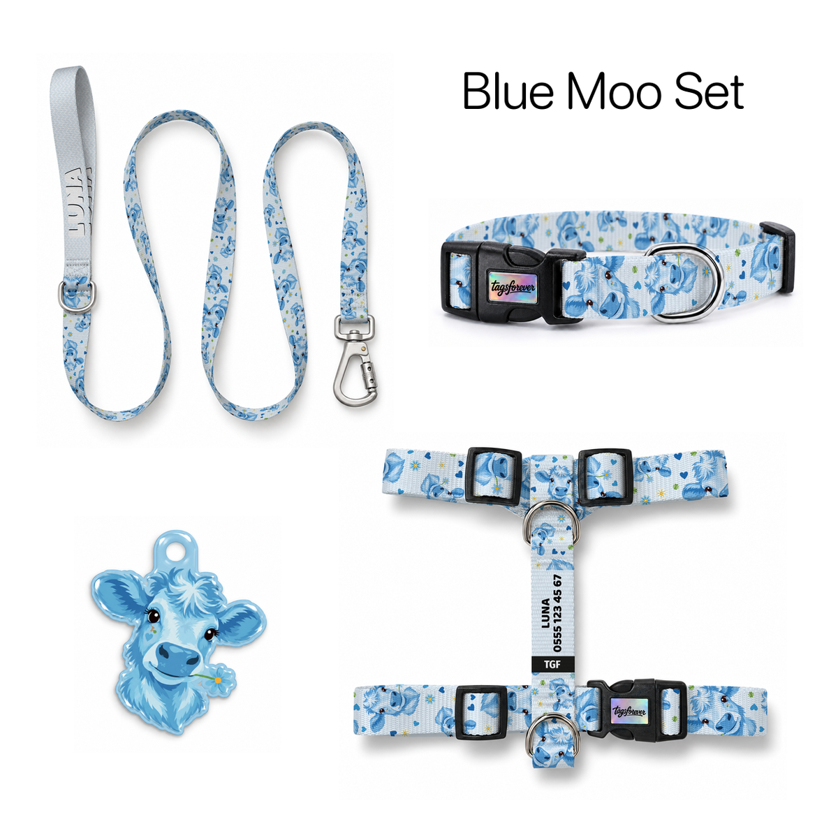 Blue Moo Tasma ve Künye Seti – Set fotoğrafı