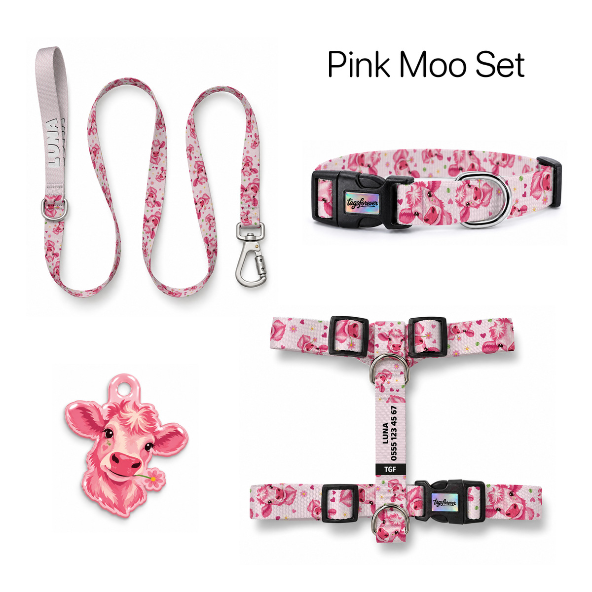 Pink Moo Tasma ve Künye Seti – Set fotoğrafı