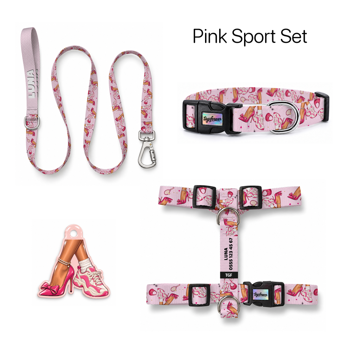 Pink Sport Tasma ve Künye Seti – Set fotoğrafı