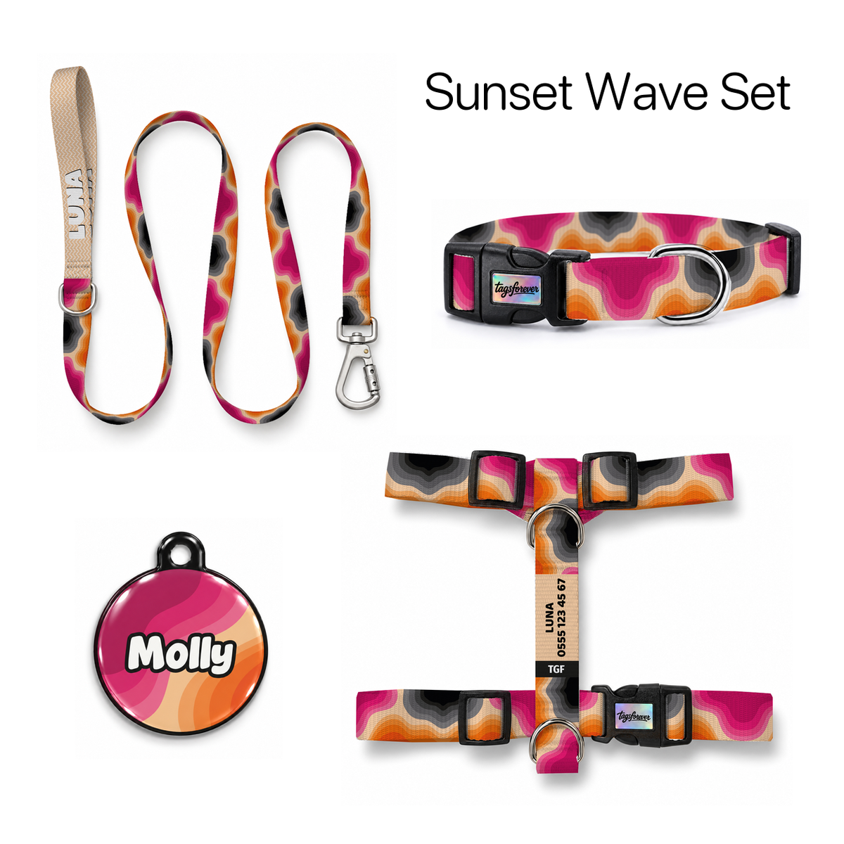 Sunset Wave Tasma ve Künye Seti – Set fotoğrafı