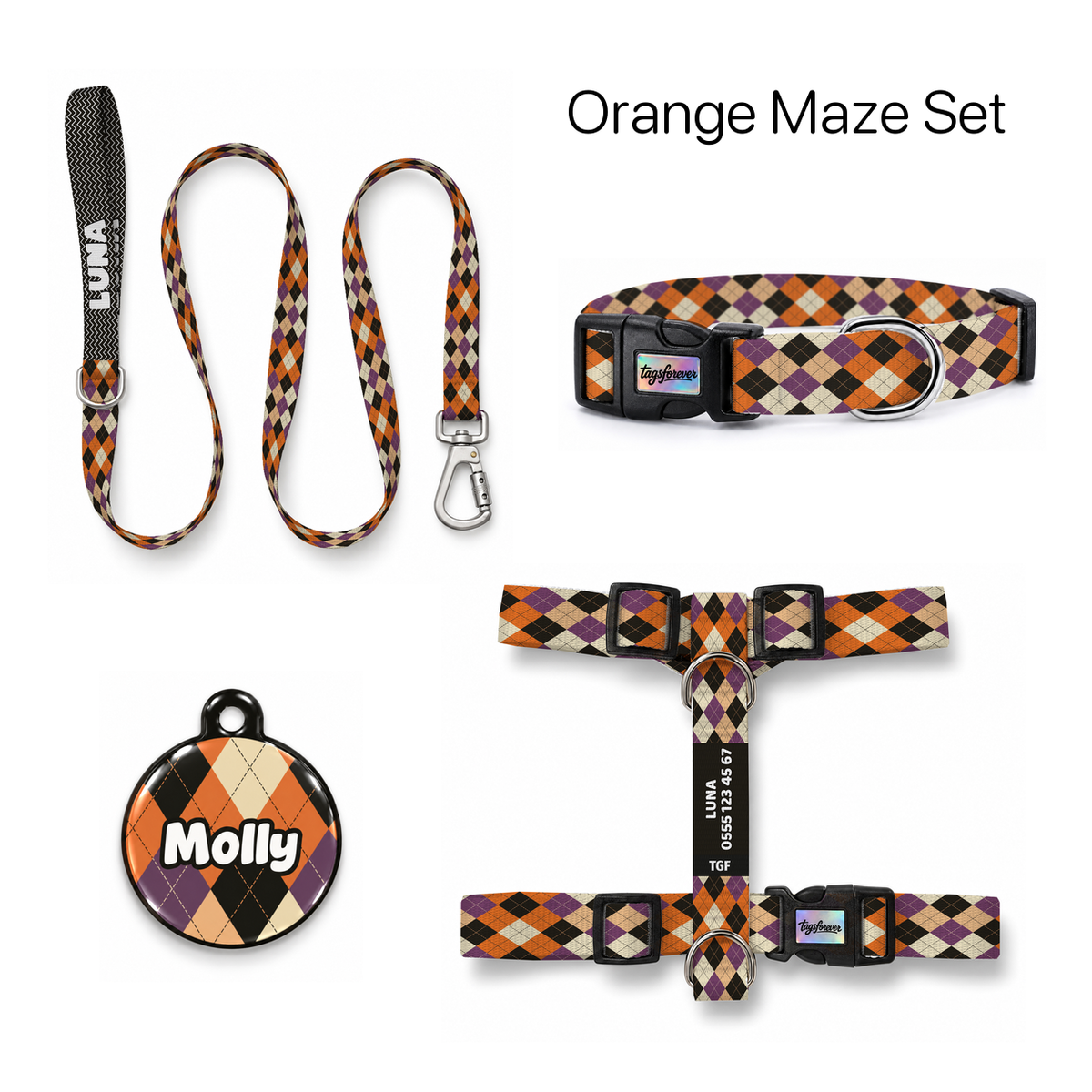 Orange Maze Tasma ve Künye Seti – Set fotoğrafı