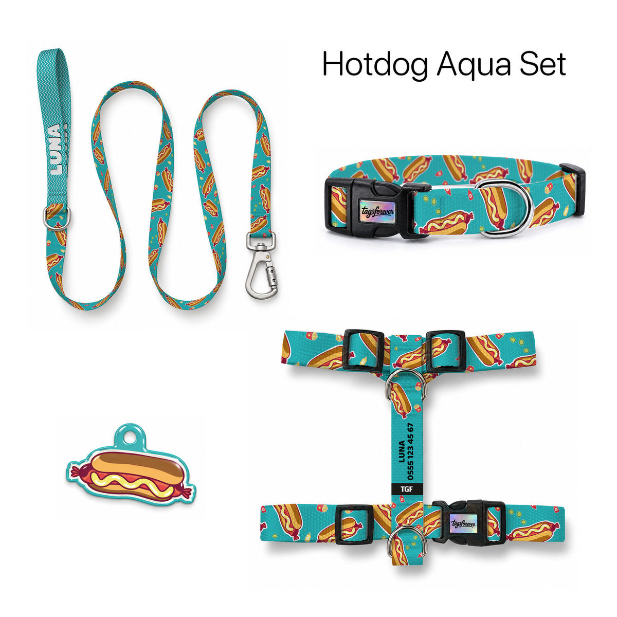 Hotdog Aqua Tasma ve Künye Seti – Set fotoğrafı