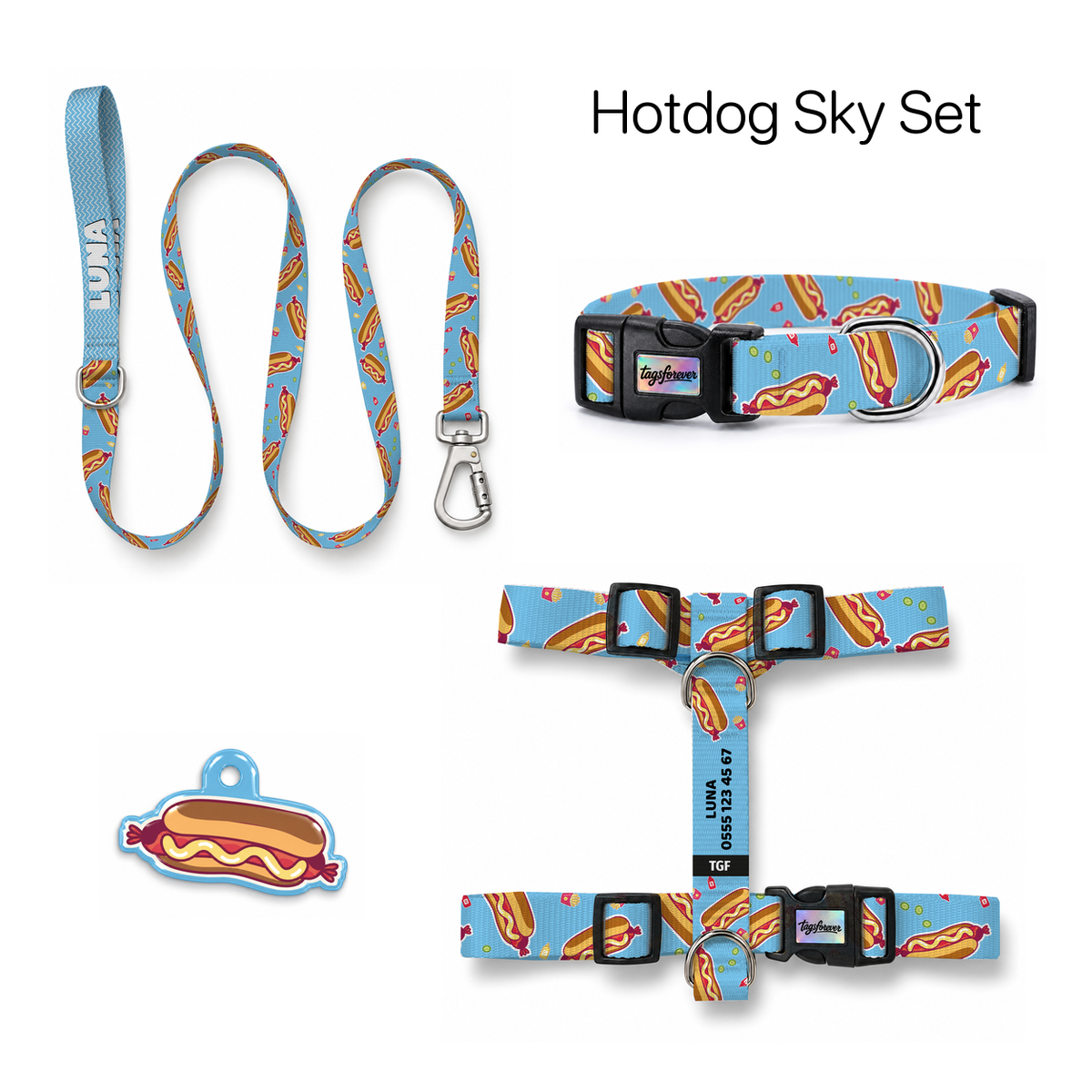 Hotdog Sky Tasma ve Künye Seti – Set fotoğrafı
