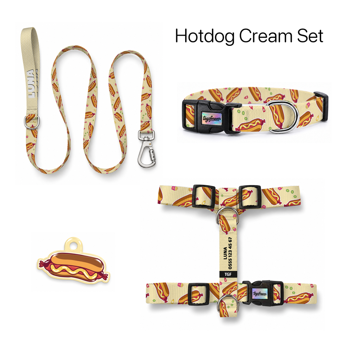 Hotdog Cream Tasma ve Künye Seti – Set fotoğrafı
