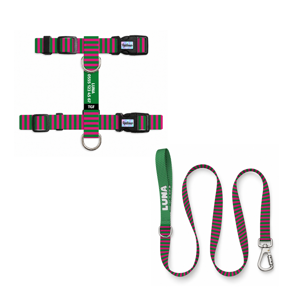 Berry Stripe | Kedi Gezdirme Setleri – Göğüs tasması ve gezdirme kayışı