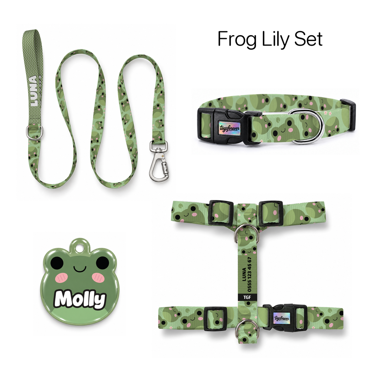 Frog Lily Tasma ve Künye Seti – Set fotoğrafı