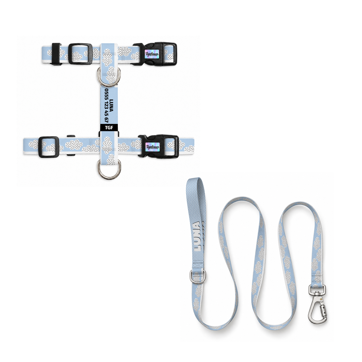 Dot Cloud | Kedi Gezdirme Setleri – Göğüs tasması ve gezdirme kayışı