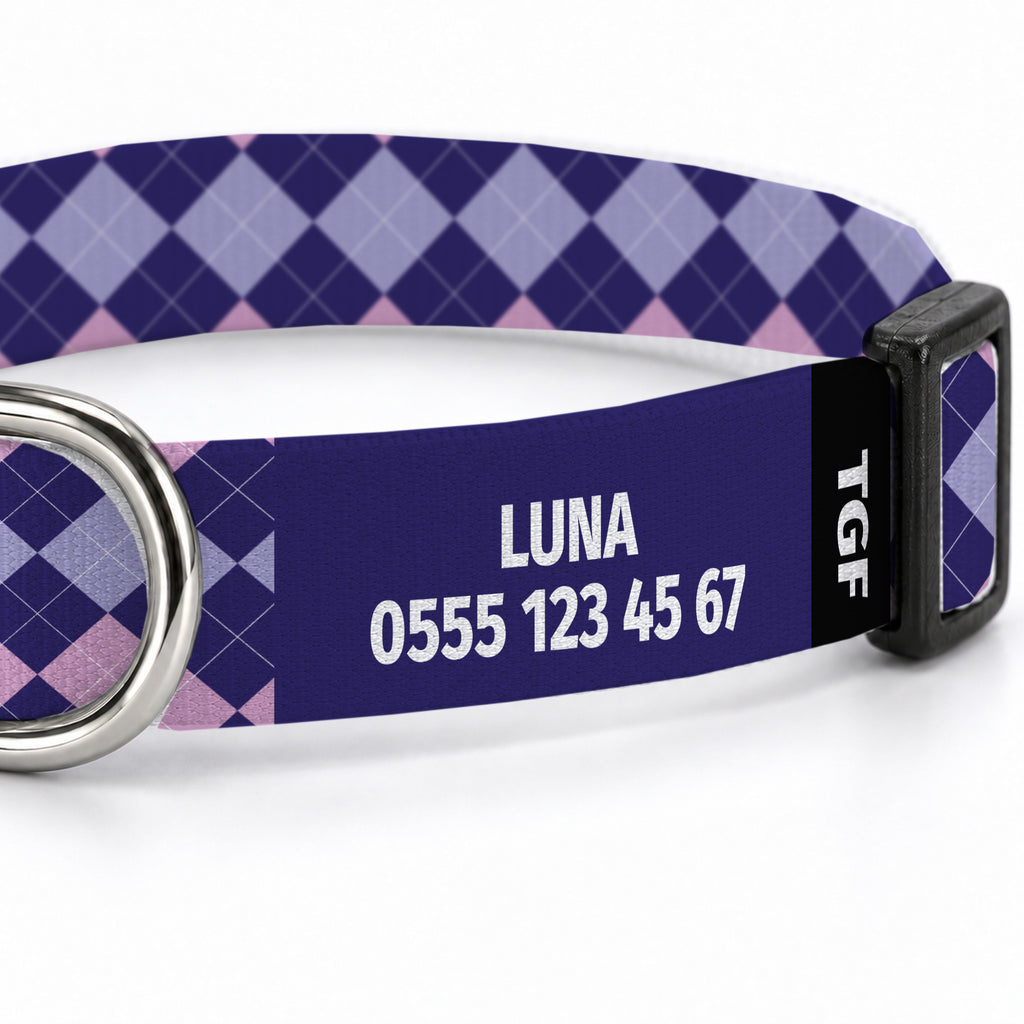 Lilac Check Köpek Tasması – Yakin Cekim