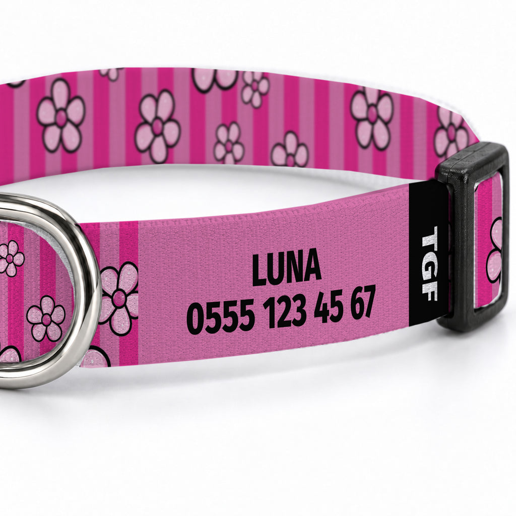 Flower Stripe Köpek Tasması – Yakin Cekim