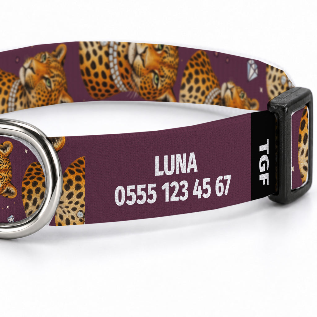 Plum Leopard Köpek Tasması – Yakin Cekim