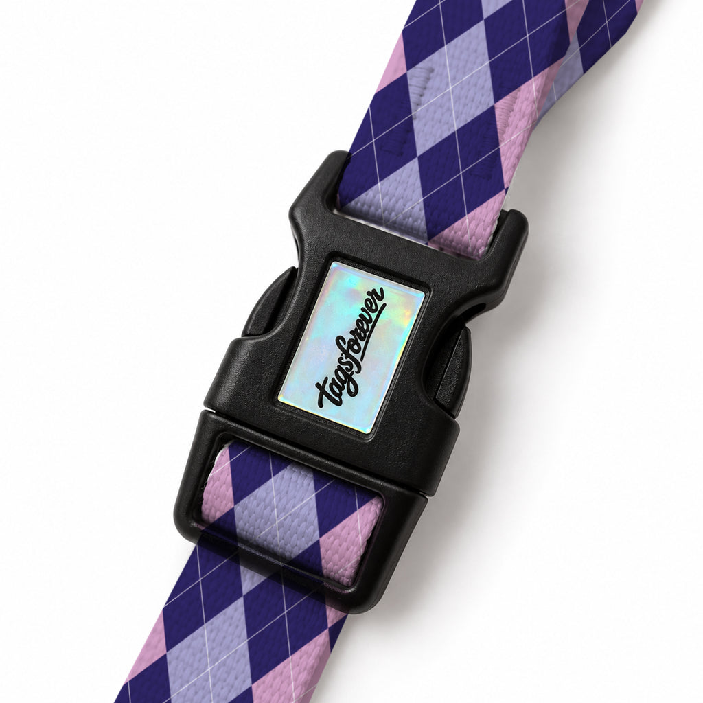 Lilac Check EasyFit Köpek Tasması – Klips