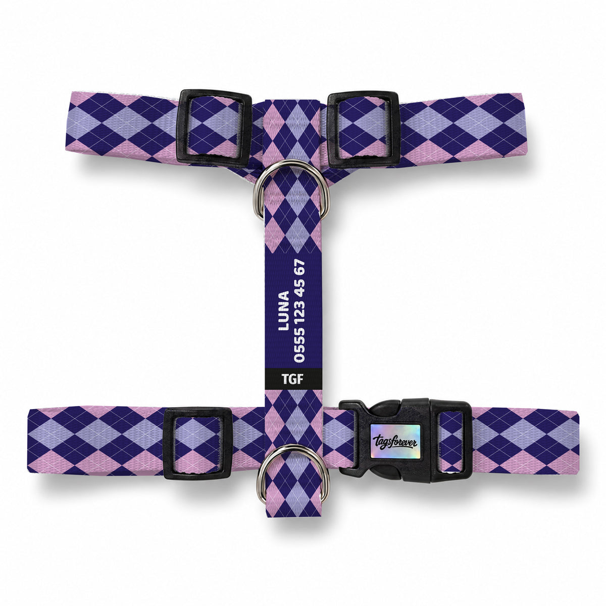 Lilac Check Köpek Göğüs Tasması – Urun