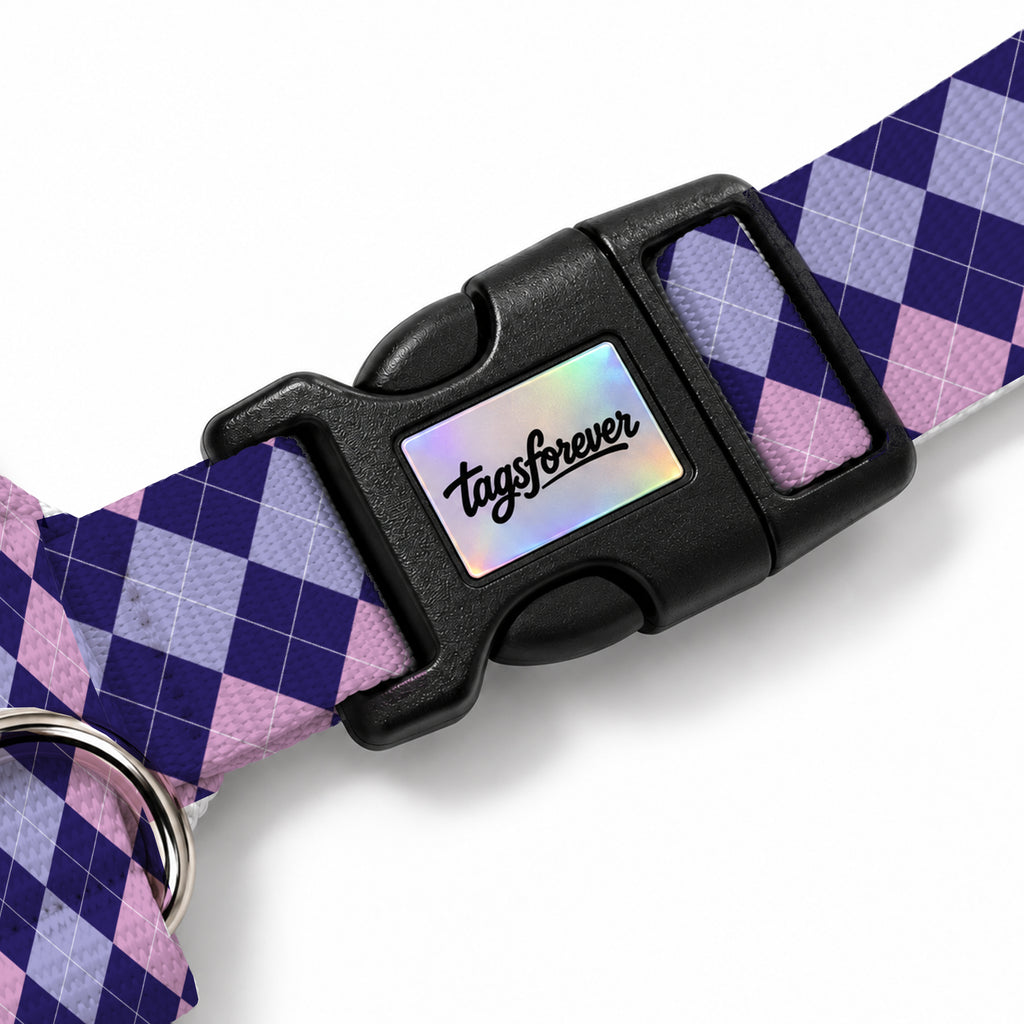 Lilac Check Köpek Göğüs Tasması – Klips