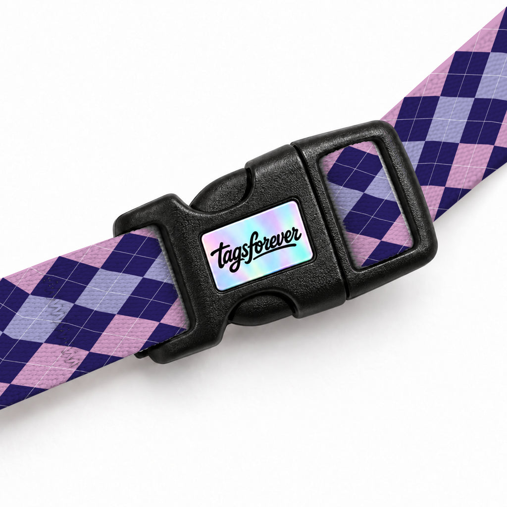 Lilac Check Kedi Göğüs Tasması – Klips