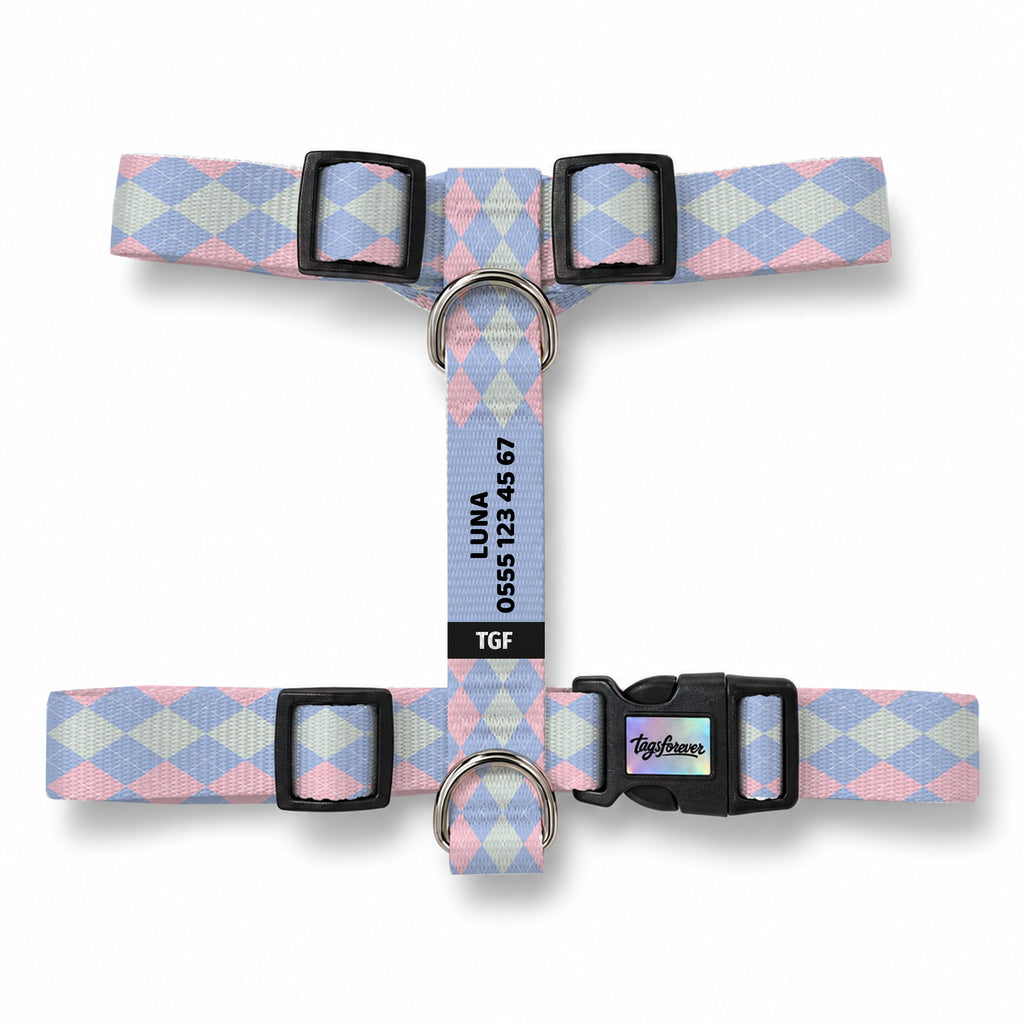 Pastel Check Köpek Göğüs Tasması – Urun