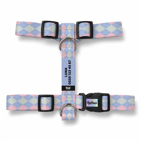 Pastel Check Köpek Göğüs Tasması – Urun