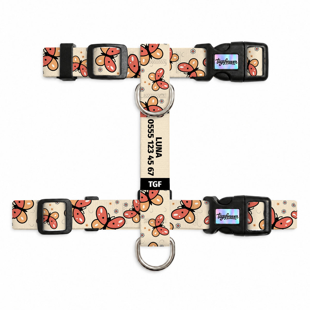 Flora Peach Kedi Göğüs Tasması – Urun